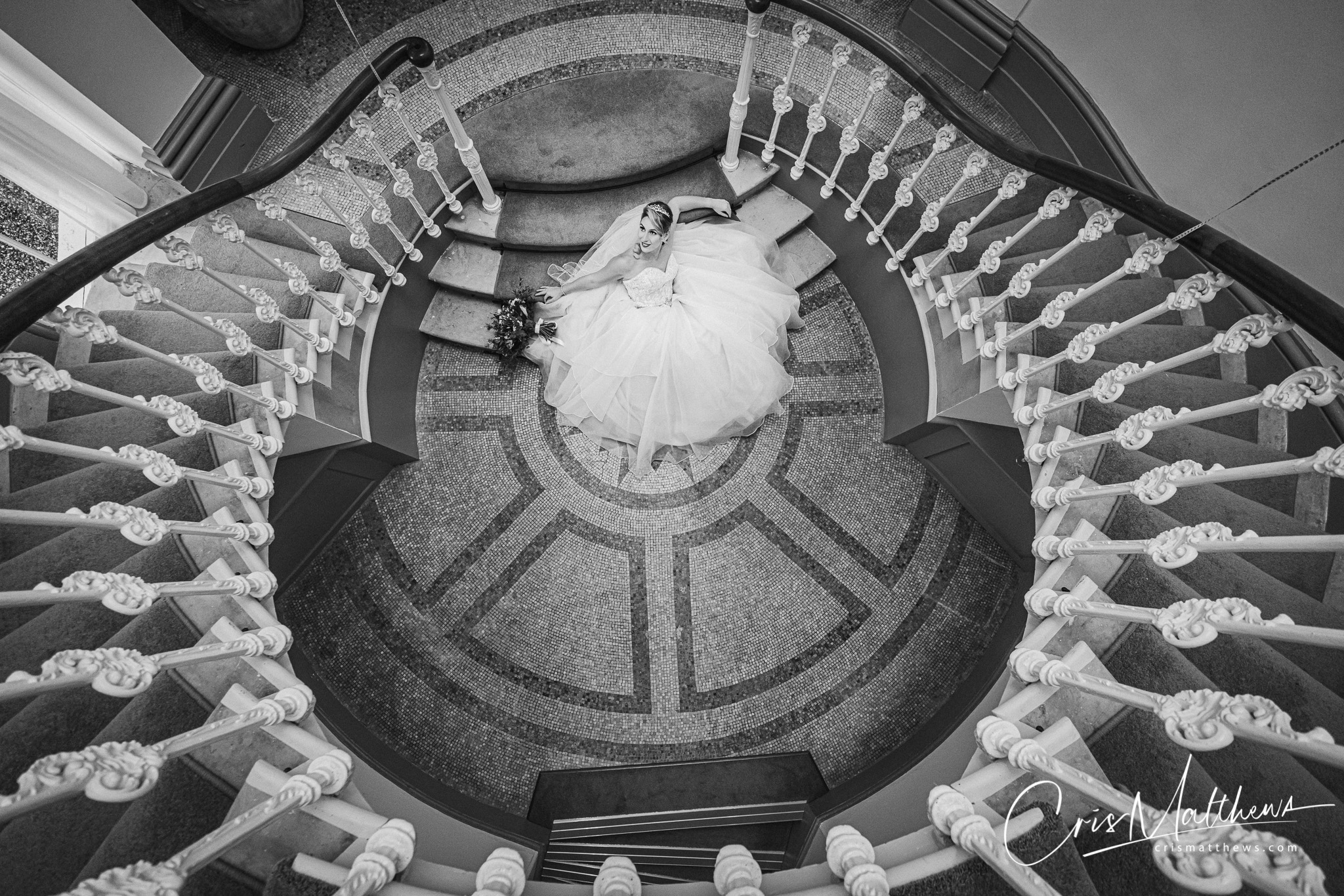 Staircase at Hawkstone Hall Wedding Photography
